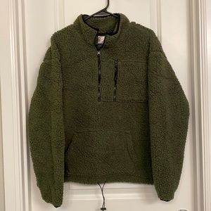 Olive Sherpa Drawstring Sweater Size 3xl